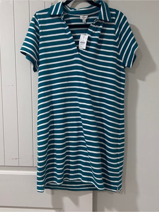 J. Crew Dresses & Skirts - J. Crew Teal and White Striped Polo Top